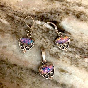 Rainbow Opal earrings w/ matching pendant